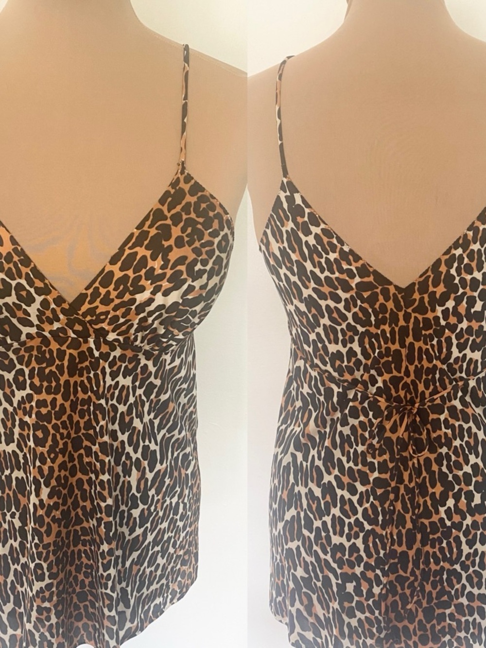 Vintage 60s VANITY FAIR Leopard Nightie *Size 34* Strappy Nylon Short Nightgown